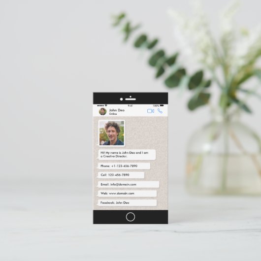 Whatsappは|のiPhoneをインスパイア 名刺 (スタンド正面)