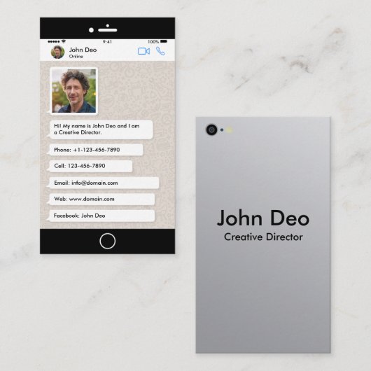 Whatsappは|のiPhoneをインスパイア 名刺 (正面/裏面)