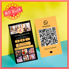 WhatsAppネイルサロンピーチソーシャルメディアQRコード 名刺