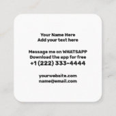 WhatsAppロゴソーシャルメディアの白黒のプロモーション コーリングカード (裏面)