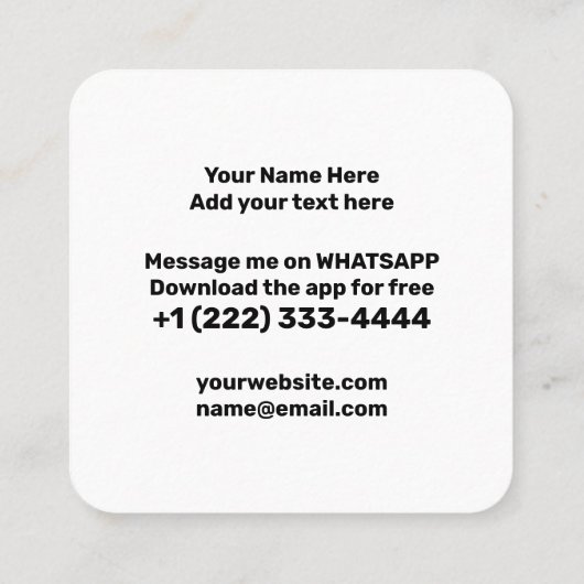 WhatsAppロゴソーシャルメディアの白黒のプロモーション コーリングカード (裏面)