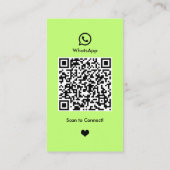 WhatsApp ネイルサロン ライムグリーン ソーシャルメディア QR 名刺 (裏面)