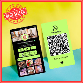 WhatsApp ネイルサロン ライムグリーン ソーシャルメディア QR 名刺