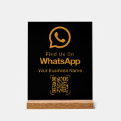 WhatsApp QR Code Business Contact Black Gold アクリルサイン (正面)