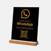 WhatsApp QR Code Business Contact Black Gold アクリルサイン (傾斜)