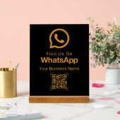 WhatsApp QR Code Business Contact Black Gold アクリルサイン (ウェディング)
