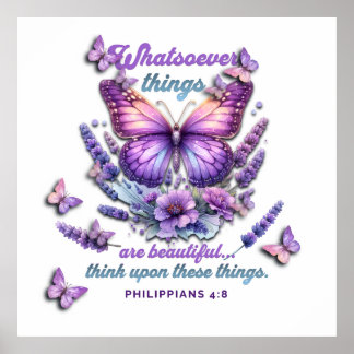 Whatsoever Things Bible Scripture ポスター