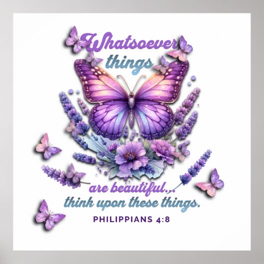 Whatsoever Things Bible Scripture ポスター (正面)