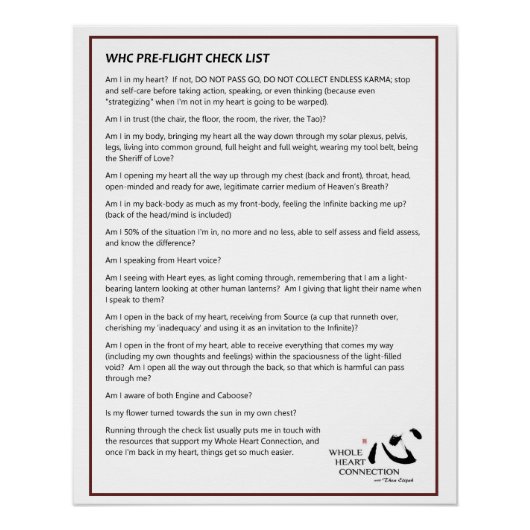 WHC飛行前チェックリストのポスター ポスター (正面)