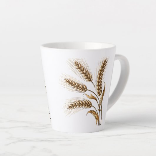 Wheat Ears Latte Mug – Rustic Farmhouse Coffee Cup カフェラテマグ (右アングル)