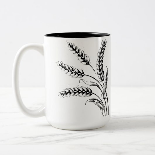 Wheat Ears Mug – Rustic Farmhouse Coffee Cup ツートーンマグカップ (左)