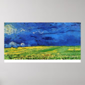 Wheat Field Under Clouded Sky by Vincent van Gogh ポスター (正面)
