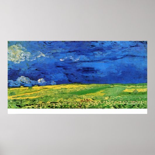 Wheat Field Under Clouded Sky by Vincent van Gogh ポスター (正面)