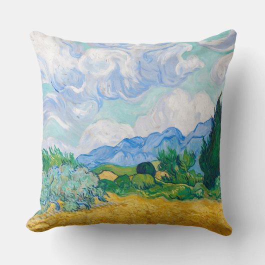 Wheat Field with Cypresses by Vincent van Gogh クッション (正面)