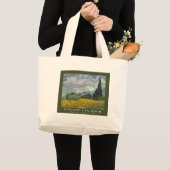 Wheat Field with Cypresses Green ラージトートバッグ (正面(商品))