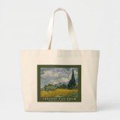Wheat Field with Cypresses Green ラージトートバッグ (正面)