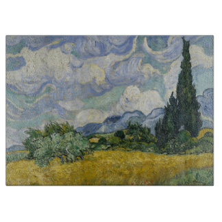 Wheat Field with Cypresses, Oil Painting, Van Gogh カッティングボード