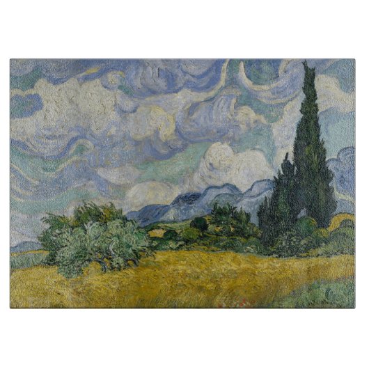Wheat Field with Cypresses, Oil Painting, Van Gogh カッティングボード (正面)
