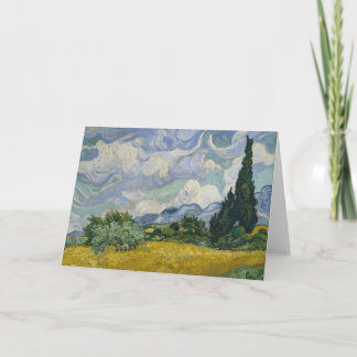 Wheat Field with Cypresses, Oil Painting, Van Gogh カード