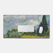 Wheat Field with Cypresses, Oil Painting, Van Gogh デスクマット (キーボード&マウス)