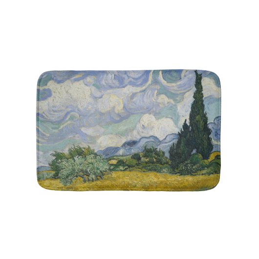Wheat Field with Cypresses, Oil Painting, Van Gogh バスマット (正面)
