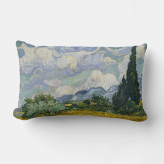 Wheat Field with Cypresses, Oil Painting, Van Gogh ランバークッション