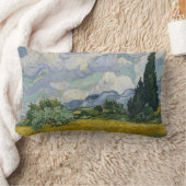 Wheat Field with Cypresses, Oil Painting, Van Gogh ランバークッション (ブランケット)