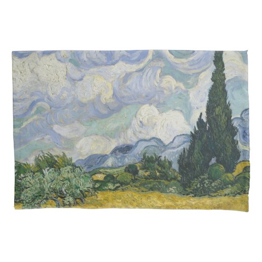 Wheat Field with Cypresses, Oil Painting, Van Gogh 枕カバー (正面)