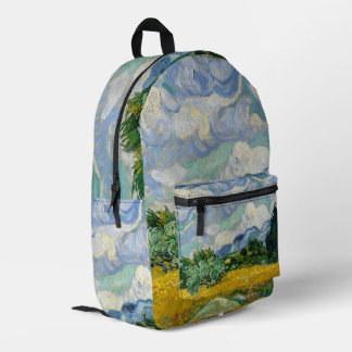 Wheat Field with Cypresses Van Gough Backpack プリントバックパック