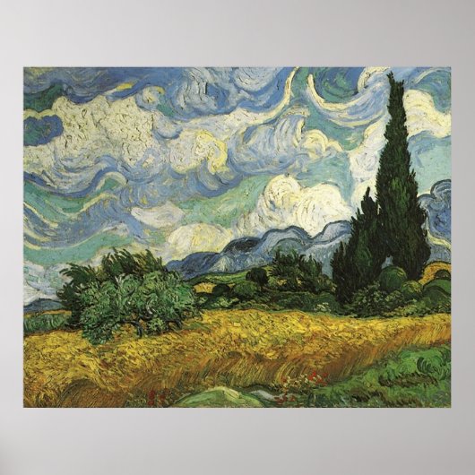 Wheat Field with Cypresses,Vincent Van Gogh ポスター (正面)