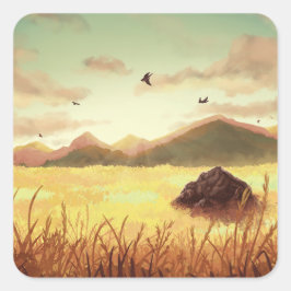 Wheat fields at sunrise スクエアシール