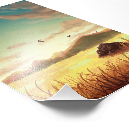 Wheat fields at sunrise フォトプリント            (角)