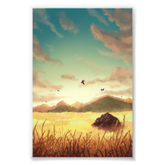 Wheat fields at sunrise フォトプリント