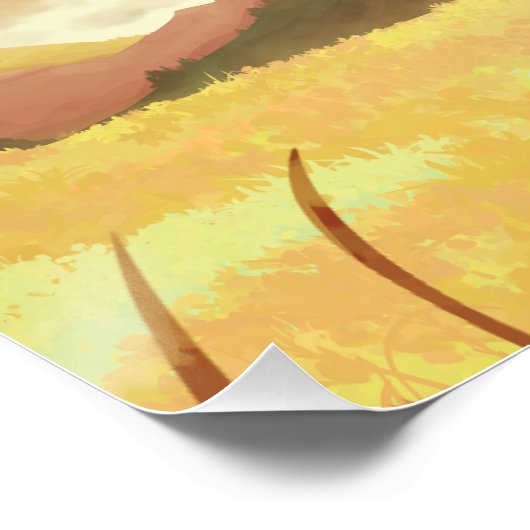 Wheat fields at sunrise ポスター (コーナー)