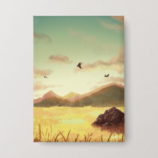 Wheat fields at sunrise 缶バッジ