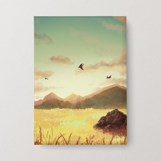 Wheat fields at sunrise 缶バッジ (正面)