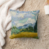 Wheat Fields Painting Van Gough Pillow クッション (ブランケット)