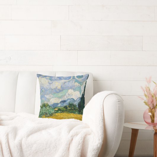 Wheat Fields Painting Van Gough Pillow クッション (ソファ)
