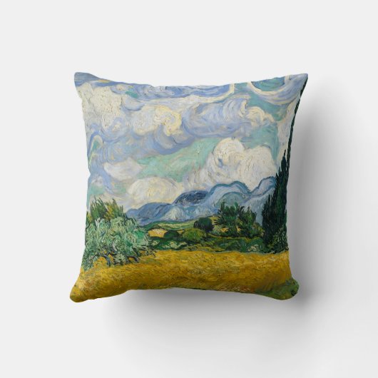 Wheat Fields Painting Van Gough Pillow クッション (裏面)