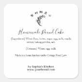 Wheat Logo Minimalist Bakery Ingredient Label スクエアシール (正面)