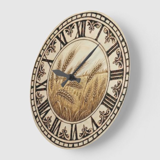 Wheat Wall Clock | Farmhouse Decor ラージ壁時計 (傾斜)