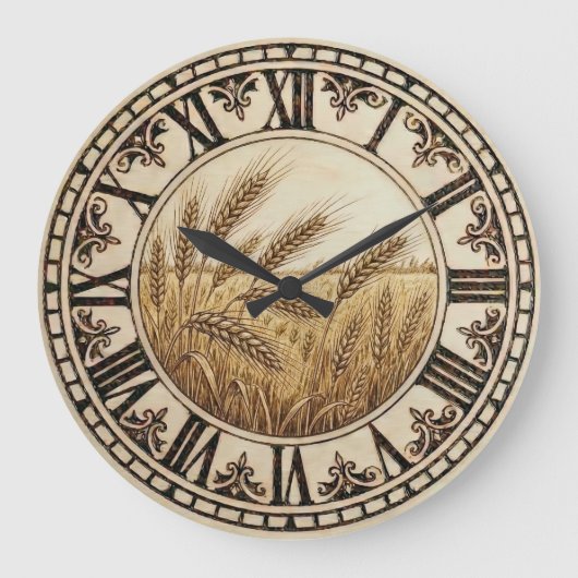 Wheat Wall Clock | Farmhouse Decor  ラージ壁時計 (正面)