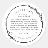 Wheat Wreath Modern Ingredients Label Stickers ラウンドシール (正面)