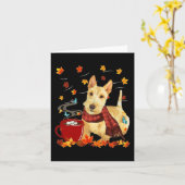 Wheaten Scotish Terrier -秋 – チョコレート – ホット カード (黄色い花)