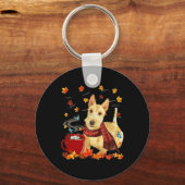 Wheaten Scotish Terrier -秋 – チョコレート – ホット キーホルダー (正面)