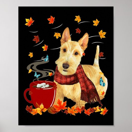Wheaten Scotish Terrier -秋 – チョコレート – ホット ポスター (正面)