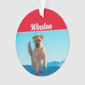 Wheaten Terier氏、名前と写真のクリスマス オーナメント (正面)