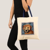 WHEATEN TERRIER:濡れたワンちゃん(青い背景) トートバッグ (正面(商品))