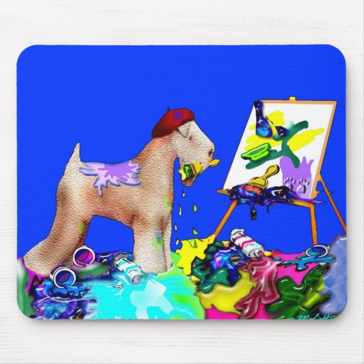 Wheaten Terrier Artist (Blue Bkgd) マウスパッド (正面)