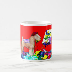 Wheaten Terrier Artist (Red Bkgd) コーヒーマグカップ